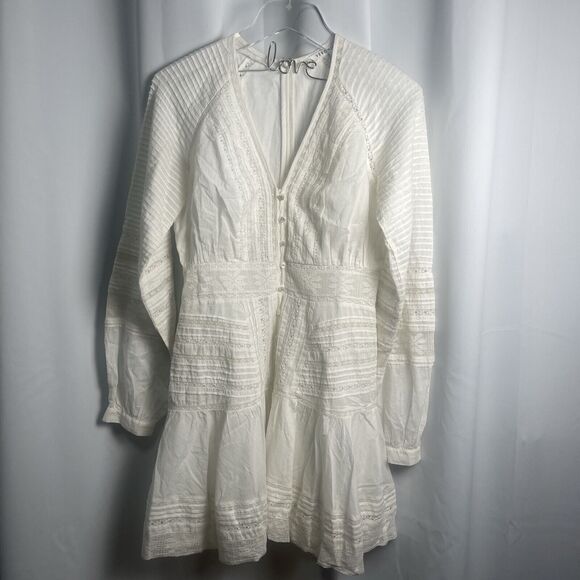 Veronica Beard Addilyn Pintucked Crochet Cotton Mini Dress Sz 4 New - Picture 5 of 13